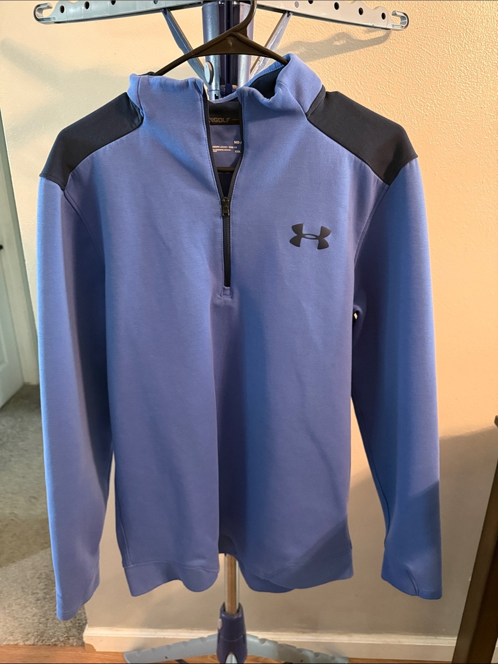 Under Armour Boys' Light Blue Quarter-Zip Pullover with Black Shoulder Accents